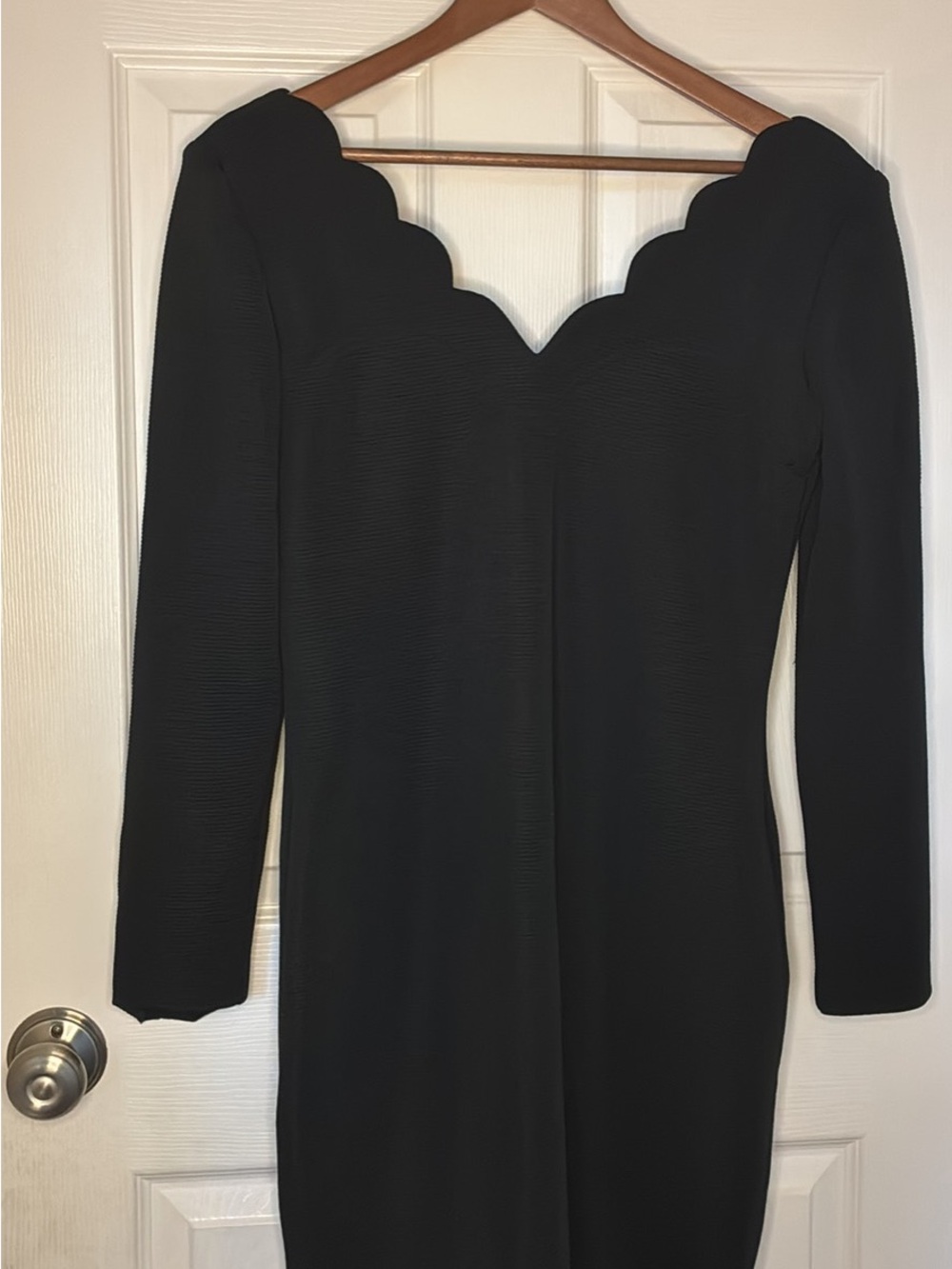 Joseph Ribkoff Black Scalloped Neck Long Sleeve Dress